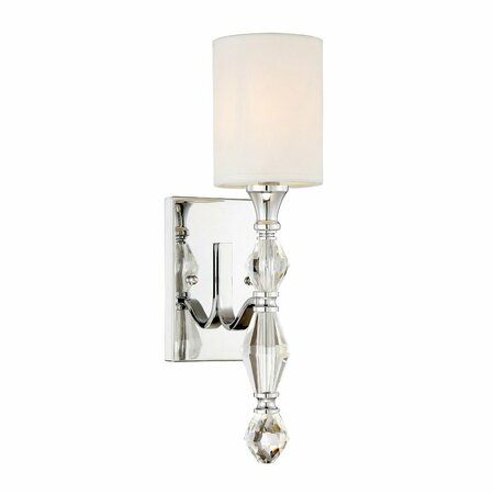 DESIGNERS FOUNTAIN Evi 4.5in 1-Light Chrome Glam Indoor Wall Sconce with Frosted White Shade 89901-CH